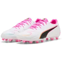 Puma KING 20 MATCH FG/AG Football Boots Unisex, Shoes, White/Poison Pink/Bright Aqua, 41
