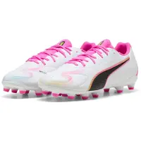 Puma KING 20 MATCH FG/AG Football Boots Youth, Shoes, White/Poison Pink/Bright Aqua, 37