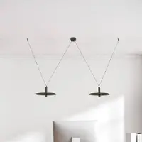 Zambelis LED-hengelampe 23227, svart, Ø 35 cm, 2 lyskilder, metall