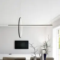 Zambelis LED-hengelampe 20128, matt svart, lengde 122 cm, metall, dimbar