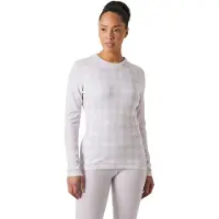 Helly Hansen Lifa Merino Midweight Graphic Crew, Dame, Light Purple Houndstooth AOP