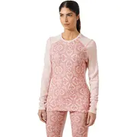 Helly Hansen Lifa Merino Midweight Graphic Crew, Dame, Pink Tint Nordic Rose AOP