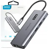 Choetech 12in1 USB-C HUB med skjerm - USB-C/USB-A/HDMI/VGA/AUX/SD/TF, grå (HUB-M26)
