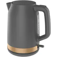 24hShop Vannkoker 1,7 liter / elektrisk kjele med 2200 W / med automatisk avstenging – Grå/gull