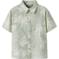 Name it Skjorte - NkmHejon - Pale Aqua m. Palmer - - 11-12 år (146-152) - Skjorte K/E