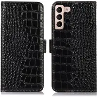 Mtp Products Crocodile Series Samsung Galaxy S23 5G Lommebok-deksel I Lær med RFID - Svart