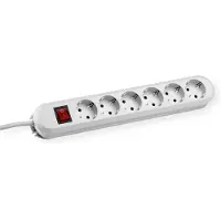 Bachmann stikkontaktlist SMART 6-veis, hvit 5,0 m, med bryter