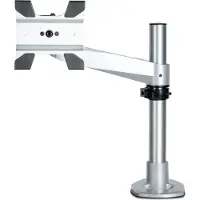 StarTech.com Startech Desk Mount Monitor Arm, VESA or Apple iMac/Thunderbolt Display up to 14kg, Articulating Height Adjustable Single Desktop Monitor Pole Mount, Desk Clamp or Grommet, Silver - Small Footprint D