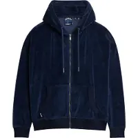 Superdry for woman. W2012369A Navy blue velour hooded zip-up jumper (M), Casual, Cotton