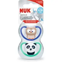 Nuk smokk i silikon, 6–18 m, Space, 2 stk.