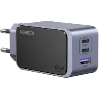 UGREEN Nexode Air 65 W vegglader, 3 porter, 2 USB-C + 1 USB-A, grå