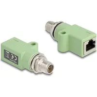 DeLOCK - Nettverksadapter - 8 pin M12-X (hann) rett til RJ-45 (hunn) rett - STP - CAT 5e - X-coded - grønn