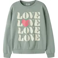 Name it Collegegenser - NkfVasacha - Green Miljø/Love - - 6 år (116) - Collegegenser