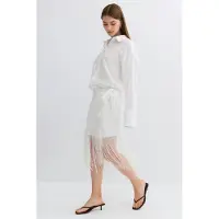 Gina Tricot  - Structured skirt - Skjørt - Hvit - 40 - Dame