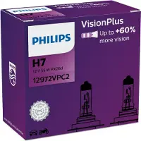 Philips VisionPlus 12972VPC2 Bedre sikkerhet og komfort, 55 W, 12 V, H7, Halogen, 2 stykker