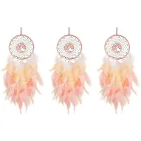 Semoic 3X Dream Catcher Hanging Ornament Decor Handmade LED Lights Feather Healing Crystals Dreamcatchers