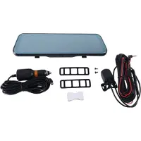 Semoic 10 tommer 1080P bil-DVR speil-dashcam, to-linse dashcam, Full HD kjøredokumentasjon, kjøreopptaker, stream-kamera, bakre visning