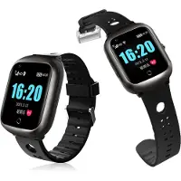 INF Smartklokke med GPS-posisjonering, puls, søvnmonitor, videosamtale, IP67 Black