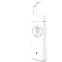 INF Oppladbar 130dB Personlig Sikkerhetsalarm med LED-lys - Anti-Ulve Nød-Nøkkelringalarm White