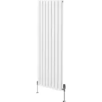 MonsterShop Oval søyle radiator og ventiler - 1600 mm x 480 mm – hvit