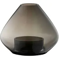 AYTM Lykt Uno, vase, røykgrå, Ø 14 cm, høyde 11 cm, glass
