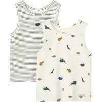 Liewood Singlet - 2-pack - Faris - Mini Dinosaur Cream/Stripe M - - 86/92 - Singlet