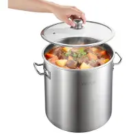 Vevor Rustfritt Stål Kraftgryte, 19,9 L Rustfritt Stål Kraftgryte med Glasslokk, PFOA-fri, PFAS-fri, Kompatibel med Gasskomfyrer, Induksjonstopper, Elektriske Komfyrer, For Supper, Stuinger og Pasta