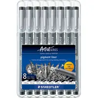 Staedtler pigment liner 308 - Fineliner - svart - fargeblekk (en pakke 8)