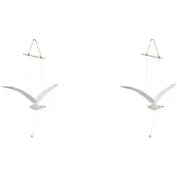 Exogio 2X Soaring Seagulls Hanging Mobile Wing Wood Flying Seagull Decor Ceiling Pendant Unique Home Nautical Wall Decoration