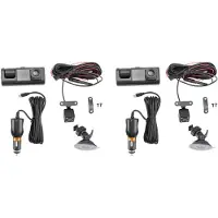 Exogio 2X 3 Camera Lens Car DVR 3-Channel Dash Cam HD 1080P Front and Rear Inside Dashcam Video Recorder Night Vision