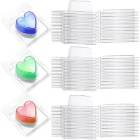 Jojomino 150 Packs Wax Melts Containers, Wax Melt Single Square Clamshell Mold Clear Single Square, Empty Plastic Wax Melt Mold