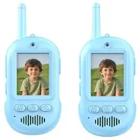 Jojomino Kids Video Walkie Talkie with 2.0 Inch Screen Rechargeable One-Click Intercom Toys for Kids Outdoor , Camping