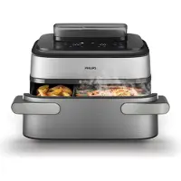 Philips 5000 Series NA565 - Dobbel luftfrityr - 9.5 liter - 2.75 kW - sølv/svart