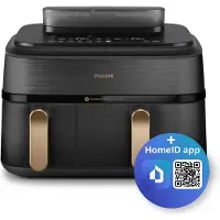 Philips 5000 Series NA552 - Dobbel luftfrityr - 9 liter - 2.75 kW - svart rustfritt stål