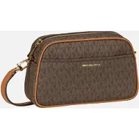 Michael Kors for woman. 32F5GJ6C5B Jet Set camera shoulder bag small with brown logo (OSFA), Casual, Leather