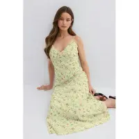 Gina Tricot - Chiffon dress - Maxikjoler - Grønn - 38 - Dame