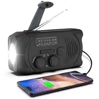 Sign crank radio with solar cells - flashlight and power bank - 2000 mAh