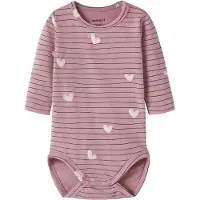 Name it Body I/e - NbfVandora - Lilas/Hearts - - 1 år (80) - Langermet Body