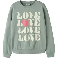Name it Collegegenser - NkfVasacha - Green Miljø/Love - - 9-10 år (134-140) - Collegegenser