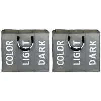 Exogio Divided Foldable Laundry Basket Bag Dirty Clothes Laundry Basket Waterproof Fabric Dirty Clothes Storage Basket B