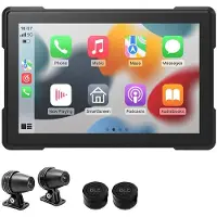 Zandona Motorcycle Wireless Carplay Waterproof 1080P 5 Inch WiFi Wireless Android-Auto DVR Dash Cam Tire Pressure Detection PND