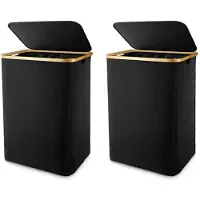 Typecat 2X Laundry Basket with Lid, Black Laundry Basket with Removable Laundry Bag - Laundry Sorter for Bathroom & Bedroom