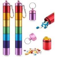 Tlily Pill Organizer-Weekly Pill Box-Metal Pill Box 7 Day Waterproof-Travel Pill Case - Stackable Pill Container 2 Pack