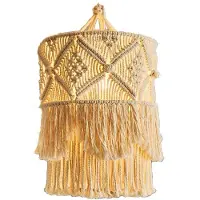 Tlily Handmade Wall Lampshade Macrame Boho Decor Handcraft Tassel Background Headboard Wall Hanging Decor