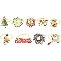 Typecat 9 Pieces Christmas Napkin Rings Set Metal Christmas Napkin Holder Christmas Tree Napkin Ring Decor