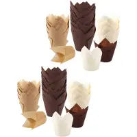 Tlily 400Pcs Tulip Cupcake Baking Cups, Muffin Baking Liners Holders, Rustic Cupcake Wrapper, Brown, White and Nature Color