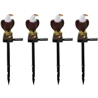 Kepptory 4X Solar Garden Light Resin Bald Figurine Dusk Dawn Solar Yard Light Animal Solar Stake Light Outdoor Decorative