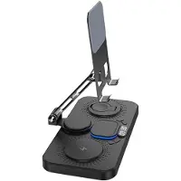 Kepptory 6 in 1 Wireless Charger with Stand, Clock & 7-Color Ambient Light, Charger for /IWatch/AirPods Black