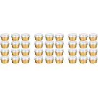 Typecat Dessert Cups with Lids, 150 Pack Gold Aluminum Foil Baking Cups Holders, Cupcake Bake Utility Ramekin Clear Pudding Cups