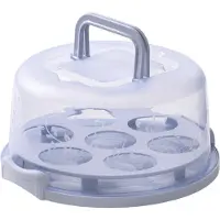 Typecat Kakeboks Cupcake Holder med lokk Gjennomsiktige bærehåndtak, C